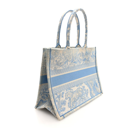 Canvas Embroidered Medium Dioriviera Toile De Jouy Book Tote Light Blue