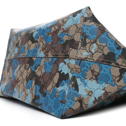GG Supreme Monogram Camouflage Print Large Tote Beige Ebony New Acero Blue
