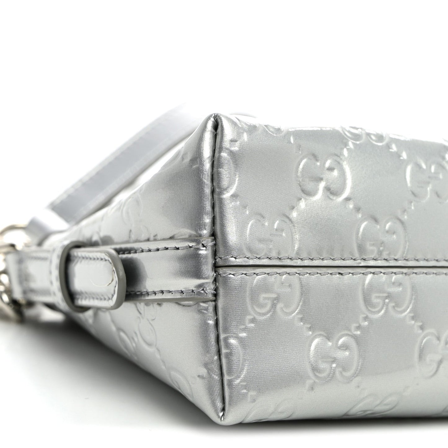 Shine Guccissima Emblem Small Shoulder Bag Silver