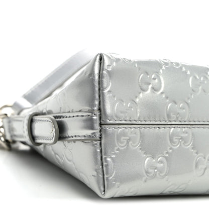 Shine Guccissima Emblem Small Shoulder Bag Silver