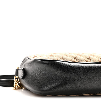Monogram Matelasse Diagonal Small GG Marmont Chain Shoulder Bag Beige Black Beige Black