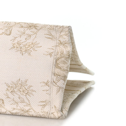 Canvas Embroidered Medium Jardin D'Hiver Book Tote White Gold