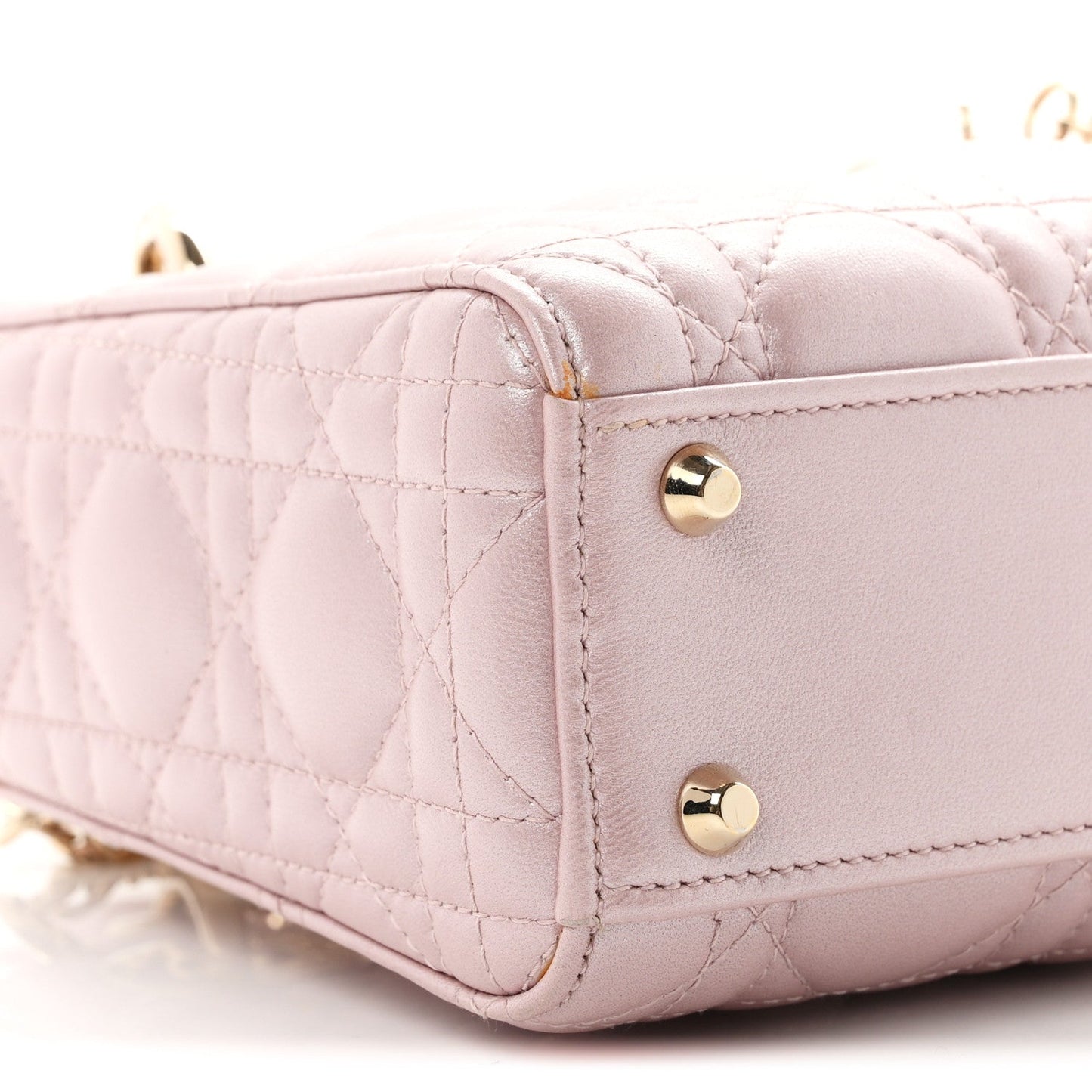 Metallic Lambskin Cannage Mini Lady Dior  Lotus