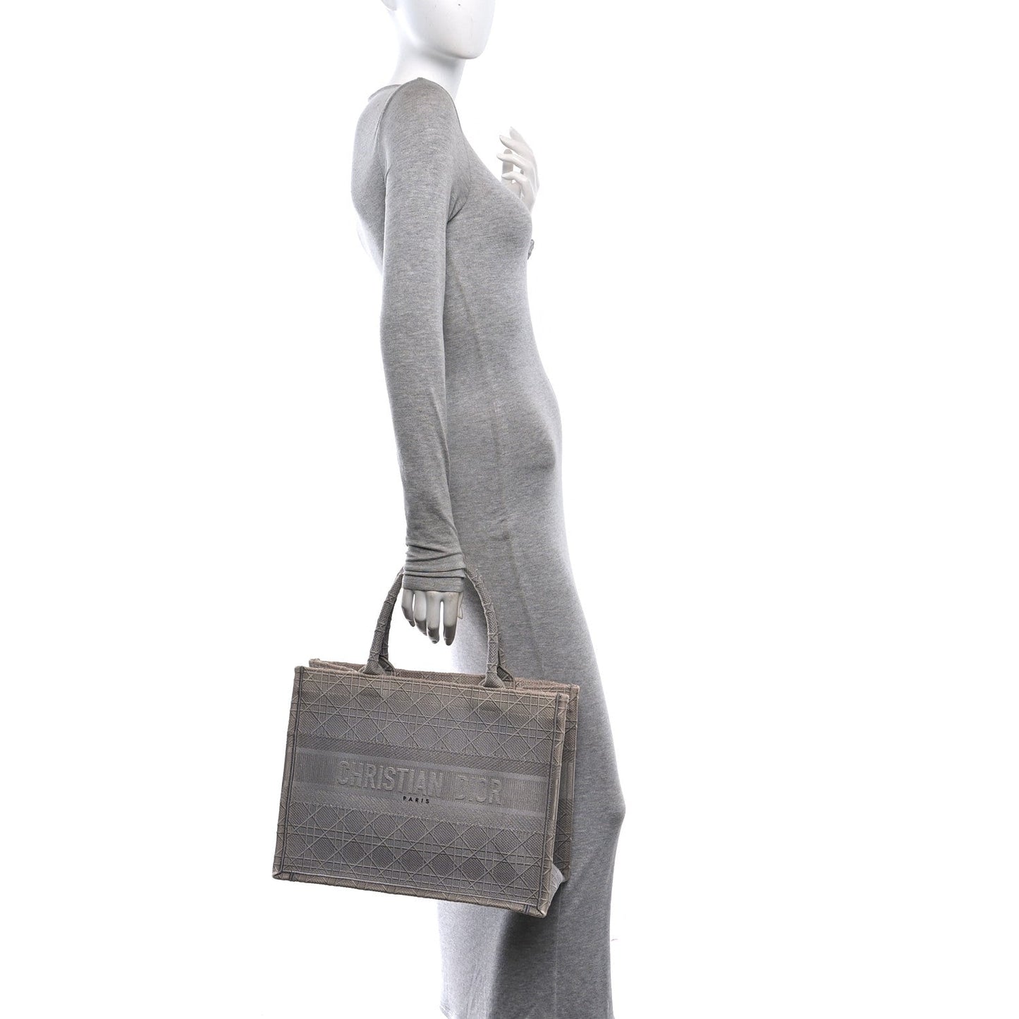 Canvas Embroidered Cannage Medium Book Tote Stone