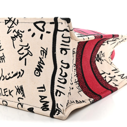 Canvas Embroidered Medium Dioramour Graffiti Book Tote Latte Multicolor