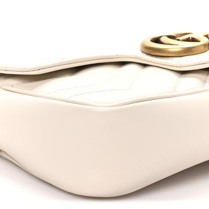 Calfskin Matelasse Super Mini GG Marmont Shoulder Bag White