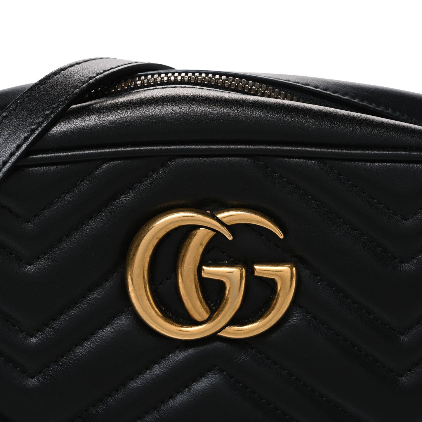 Calfskin Matelasse Small GG Marmont Chain Shoulder Bag Black