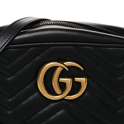 Calfskin Matelasse Small GG Marmont Chain Shoulder Bag Black