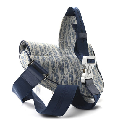 Denim Jacquard Oblique Kasuri Mens Saddle Bag Kasuri Blue White