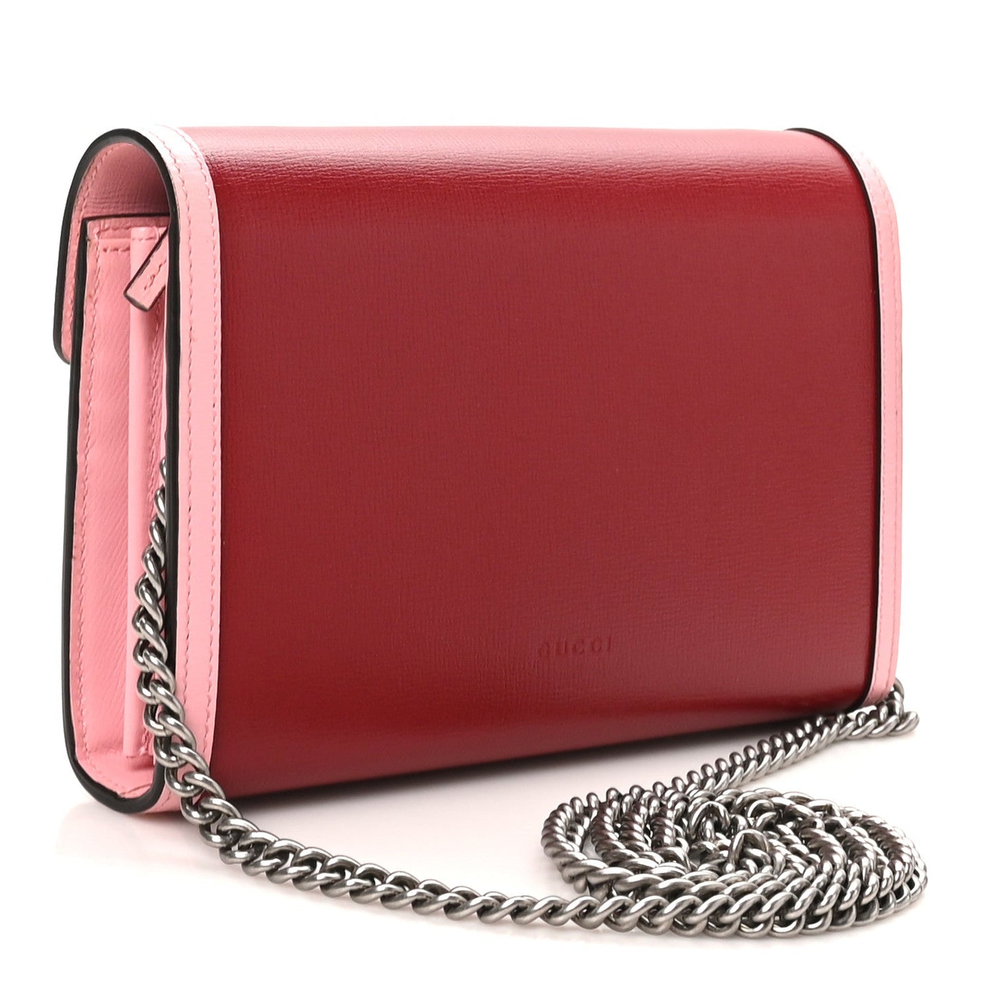 Azalea Calfskin Enamel Mini Dionysus Chain Wallet New Cherry Red Wild Rose Off White