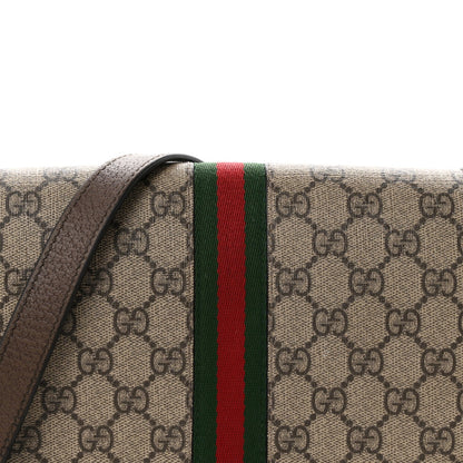 GG Supreme Monogram Web Small Ophidia Flap Messenger Bag Brown