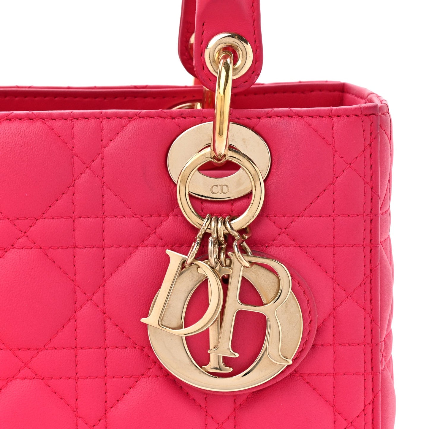 Lambskin Cannage Medium Lady Dior Fuchsia