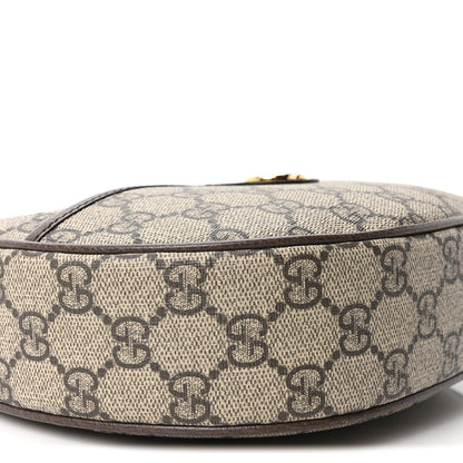 GG Supreme Monogram Textured Dollar Calfskin Small Ophidia Shoulder Bag Beige Ebony New Acero