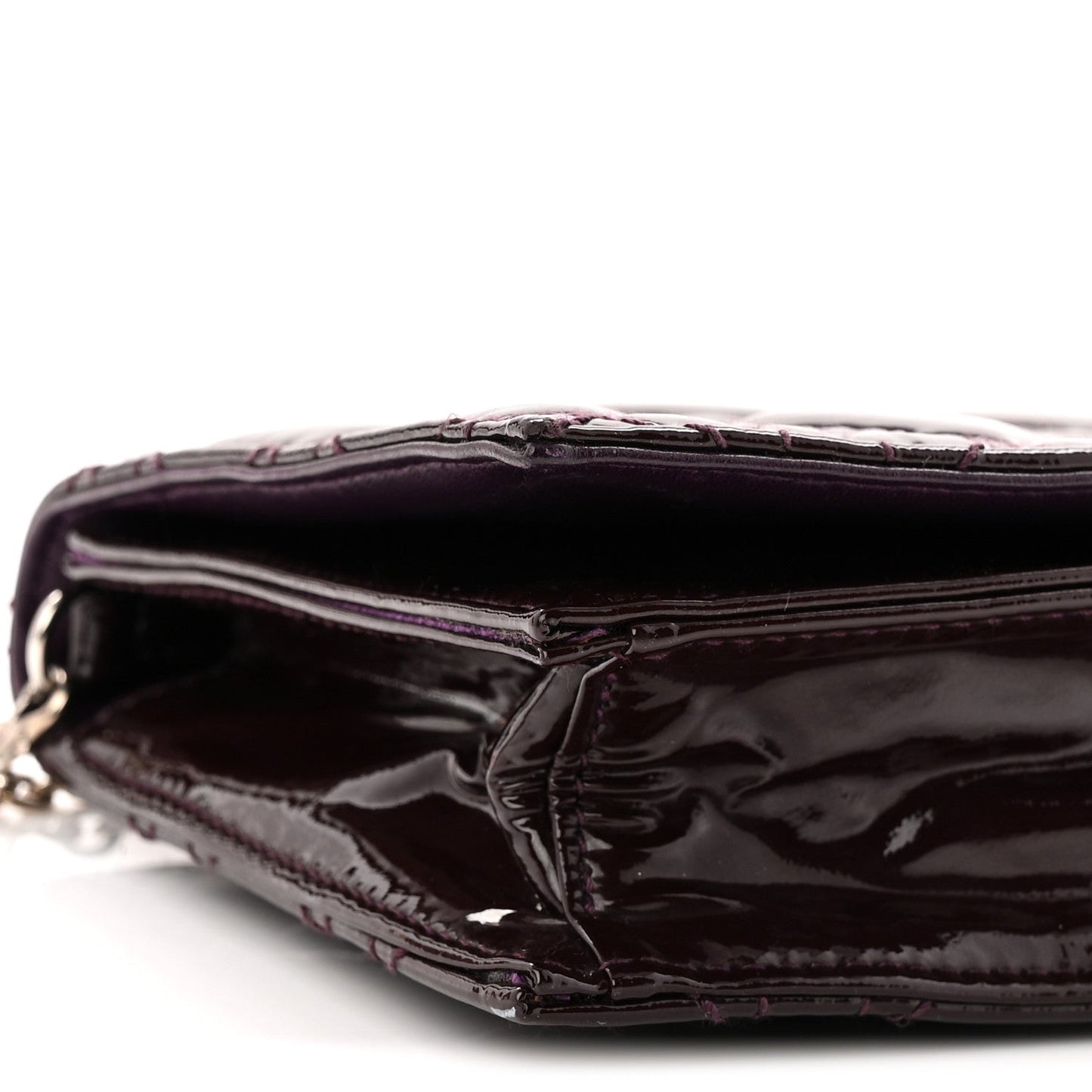 Patent Cannage Lady Dior Chain Wallet Purple