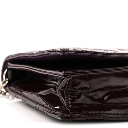 Patent Cannage Lady Dior Chain Wallet Purple
