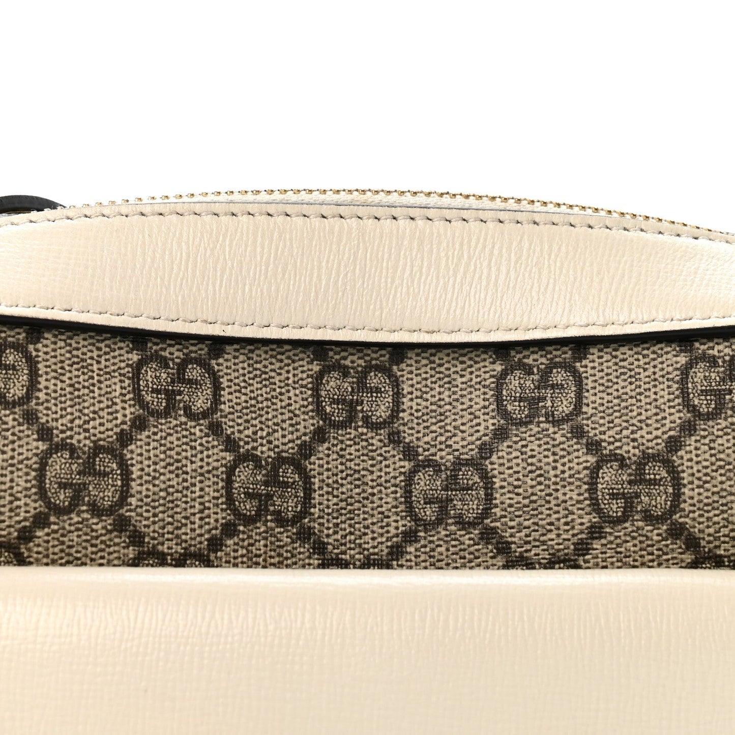 GG Supreme Monogram Small Horsebit 1955 Shoulder Bag Beige Mystic White