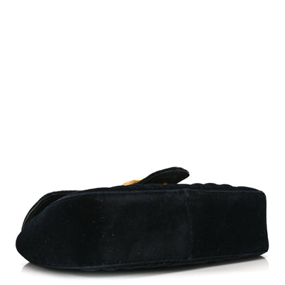 Velvet Matelasse Mini GG Marmont Shoulder Bag Black