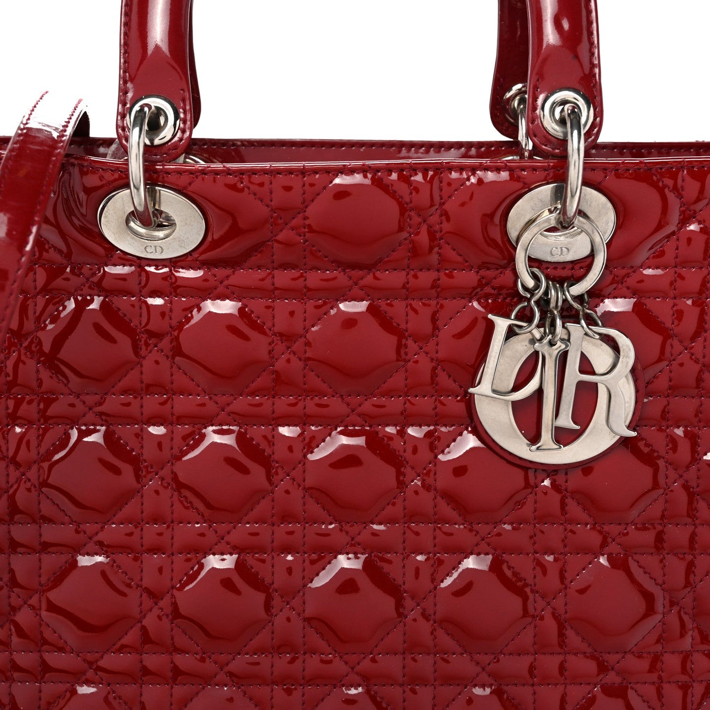 Patent Cannage Large Lady Dior Red