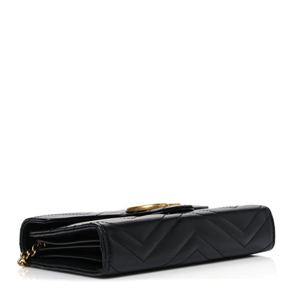 Calfskin Matelasse GG Marmont Chain Wallet Black