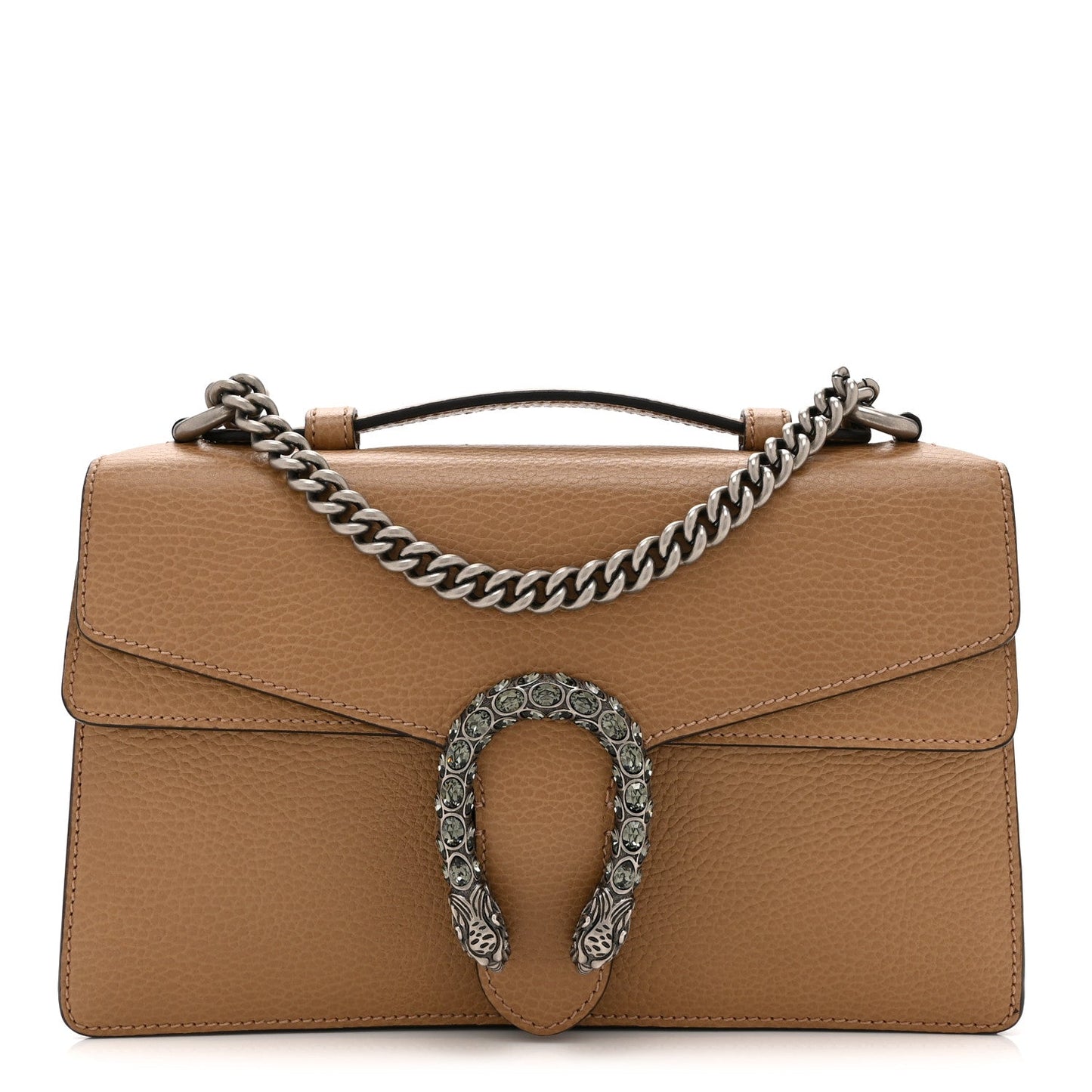 Dollar Calfskin Crystal Small Dionysus Shoulder Bag Natural Tan Black Diamond