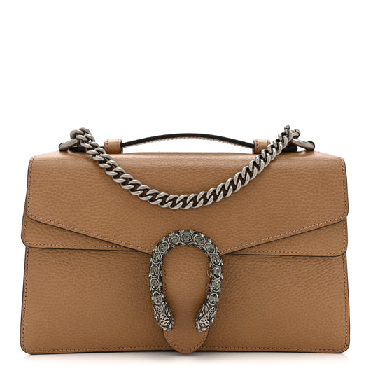 Dollar Calfskin Crystal Small Dionysus Shoulder Bag Natural Tan Black Diamond