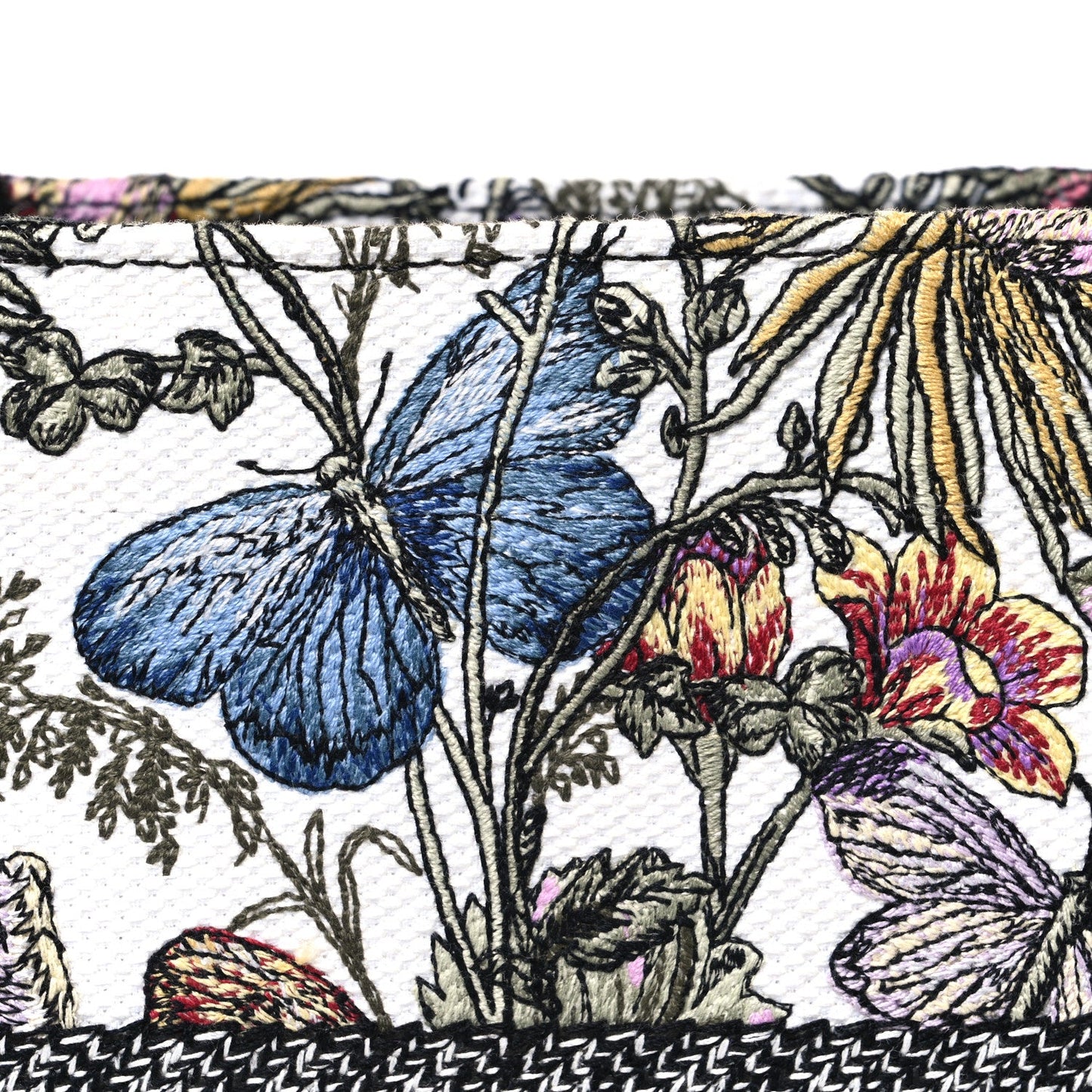 Canvas Embroidered Medium Mexico Millefiori Book Tote White Multicolor