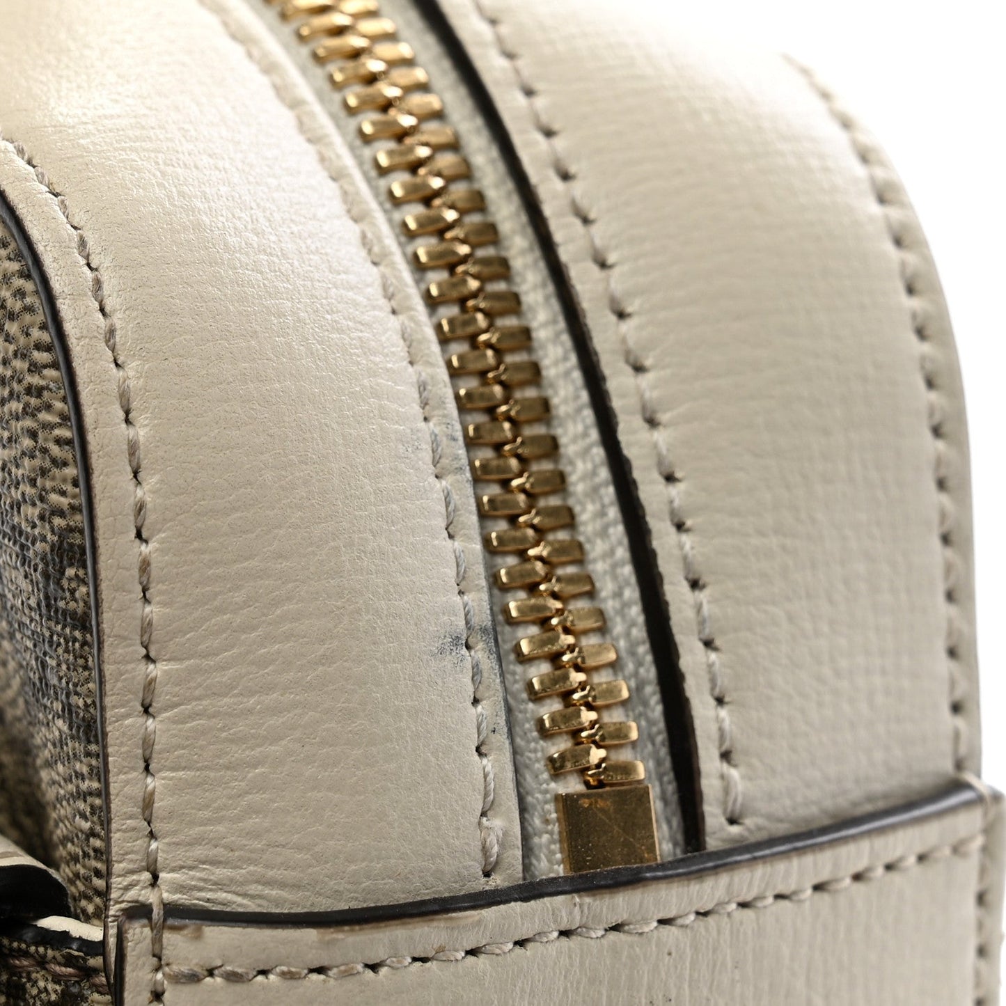 GG Supreme Monogram Small Horsebit 1955 Shoulder Bag Beige Mystic White