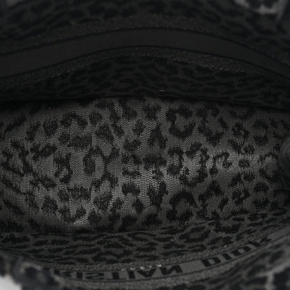Canvas Mizza Embroidered Large Leopard Book Tote Grey
