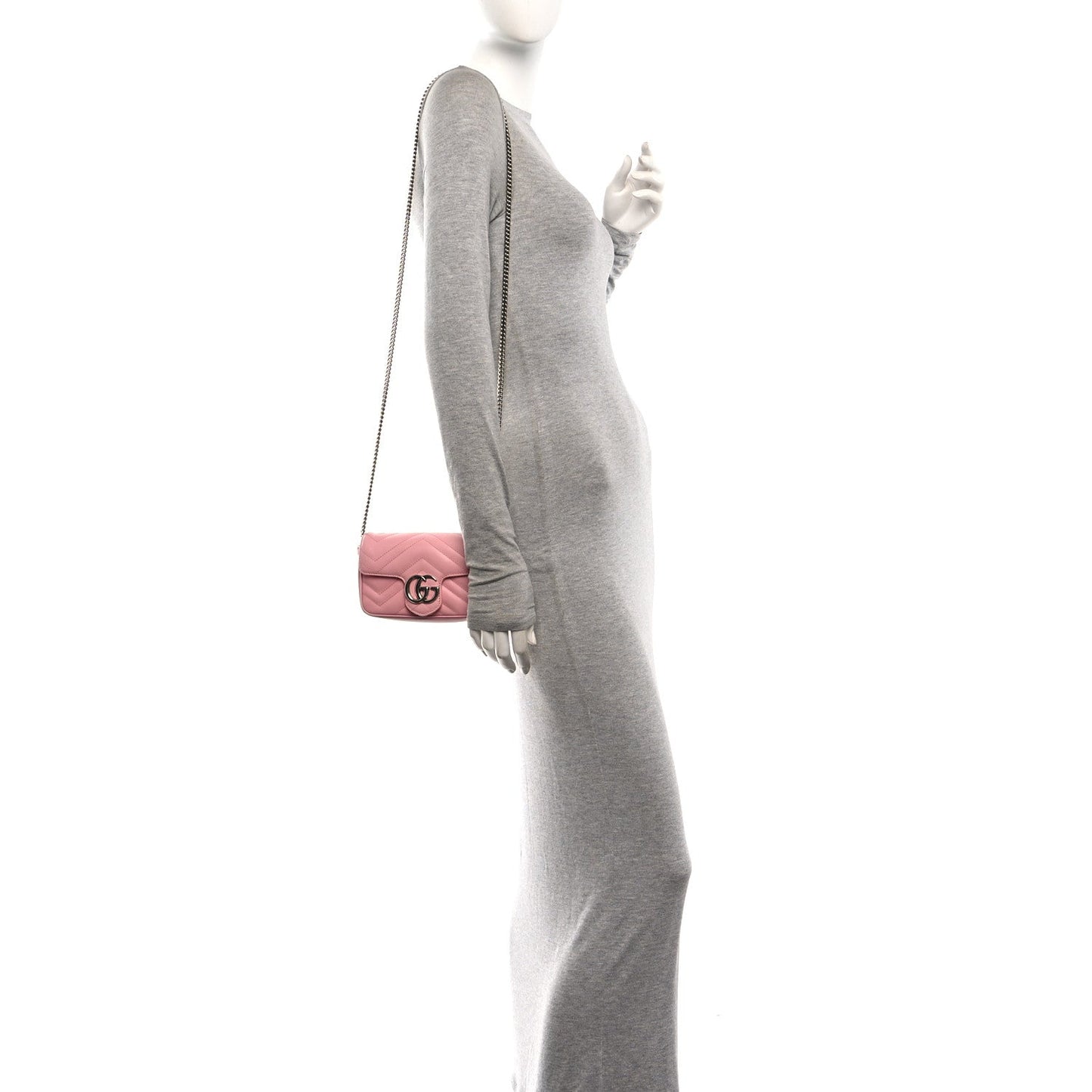 Calfskin Matelasse Super Mini GG Marmont Shoulder Bag Wild Rose
