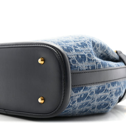 Denim Oblique Jacquard Medium C'est Chain Bucket Bag Denim Blue