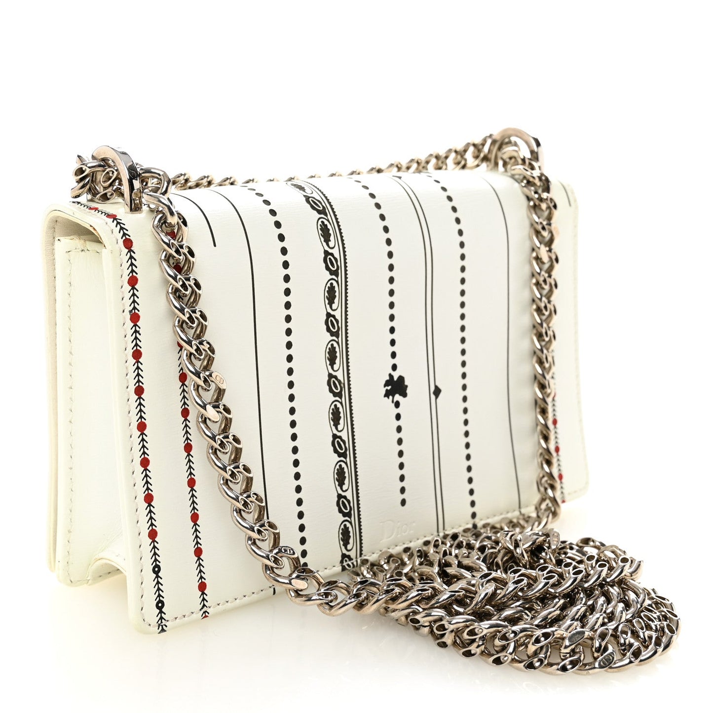 Calfskin Printed Mini Diorama Flap Bag White