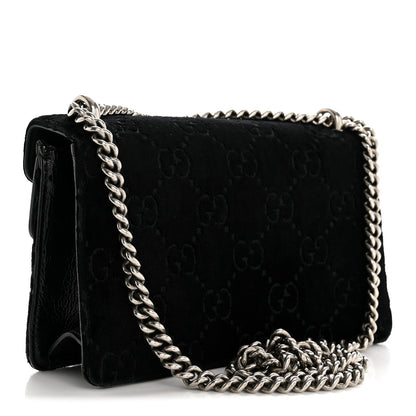 Velvet Skipper Crystal GG Monogram Small Dionysus Shoulder Bag Black Black Diamond