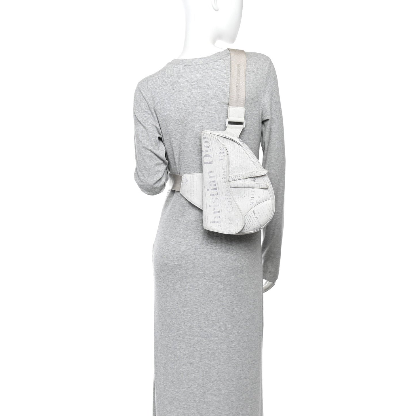 X Daniel Arsham Grained Calfskin Newspaper Print Saddle Bag White