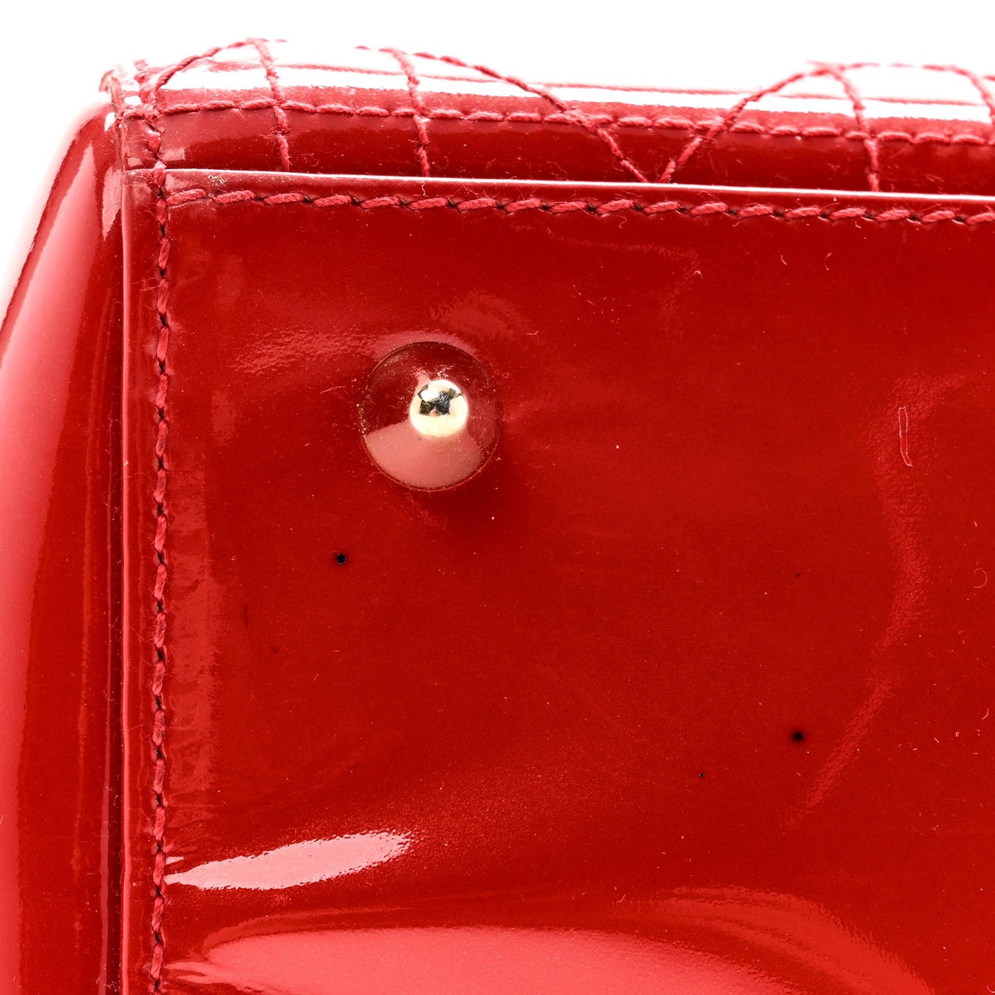 Patent Cannage Stitched Medium Lady Dior Red