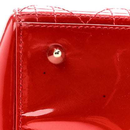Patent Cannage Stitched Medium Lady Dior Red