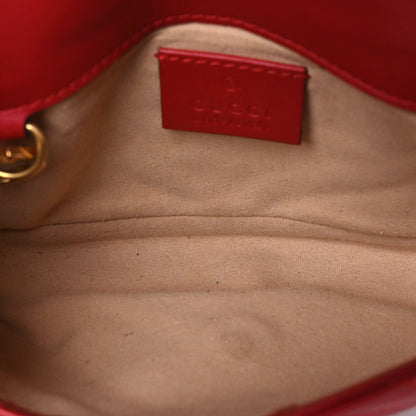 Calfskin Matelasse Super Mini GG Marmont Shoulder Bag Hibiscus Red
