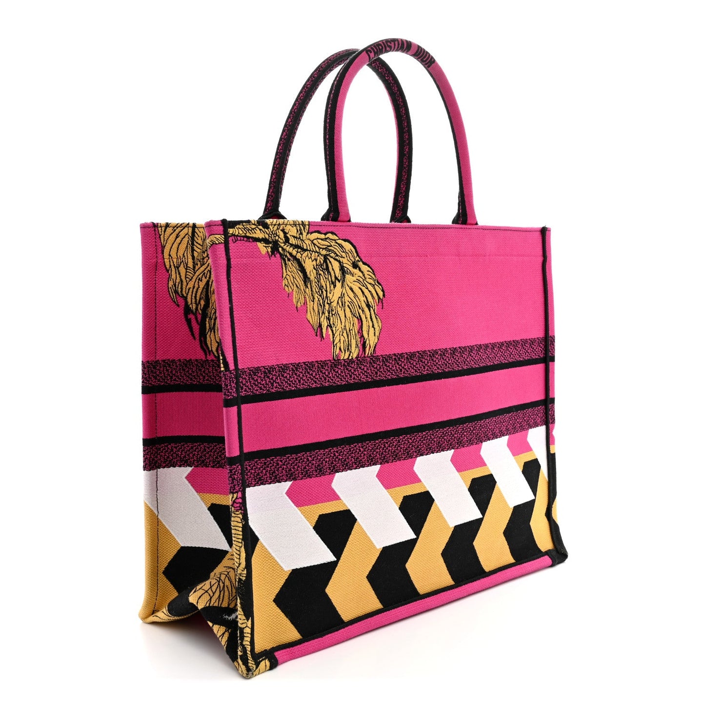 Canvas Embroidered Large Jungle Pop Book Tote Fuchsia Multicolor