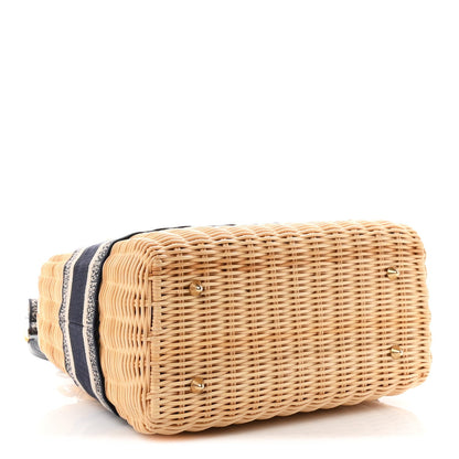 Wicker Oblique Medium Lady Dior Bag Blue