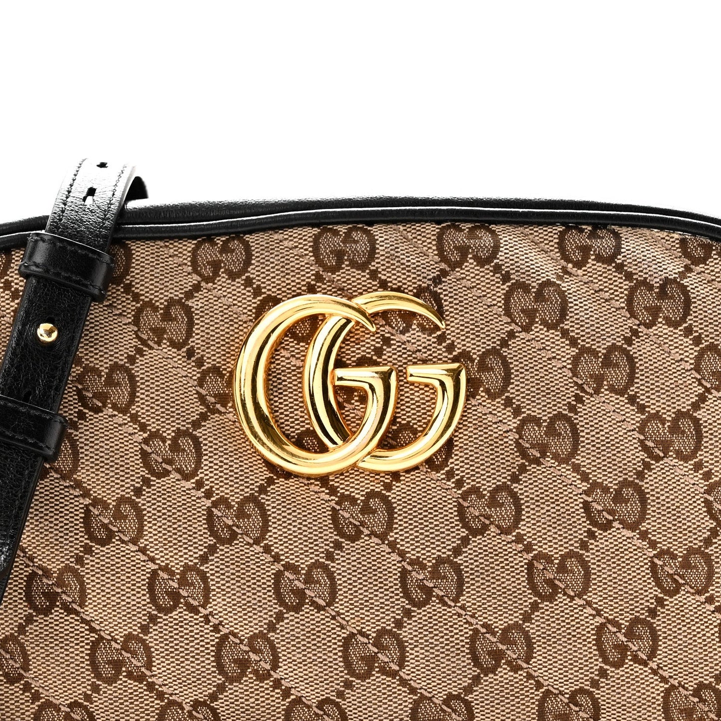 Monogram Matelasse Diagonal Small GG Marmont Chain Shoulder Bag Beige Black Beige Black