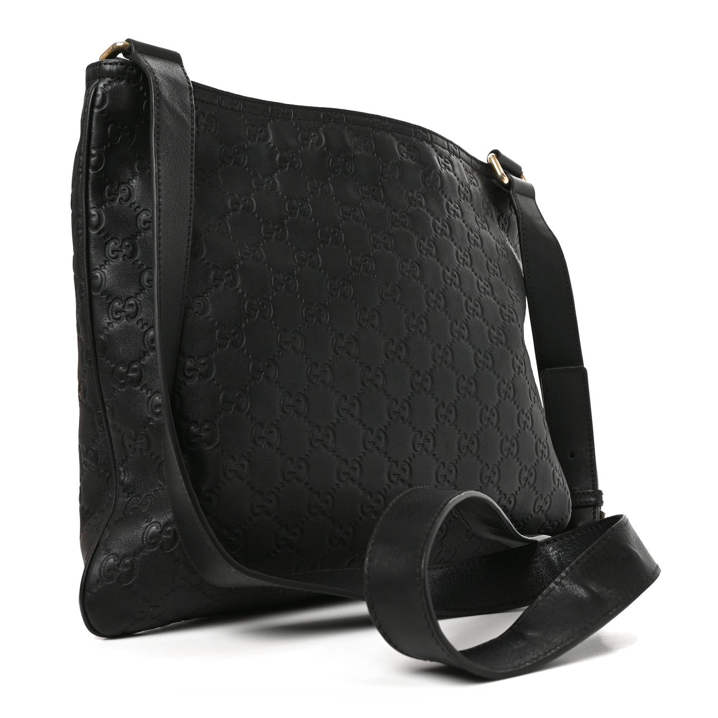 Guccissima Medium Flat Messenger Bag Black