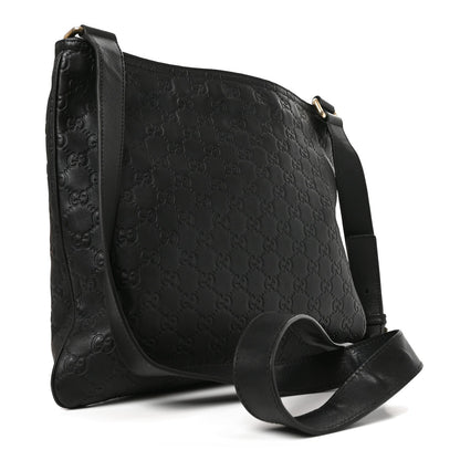 Guccissima Medium Flat Messenger Bag Black