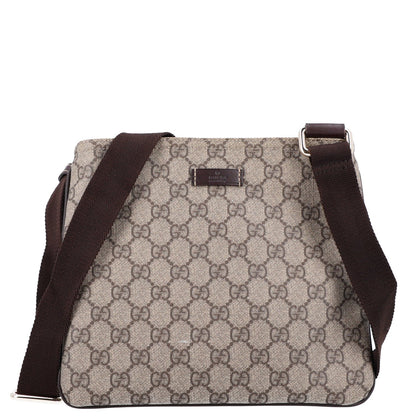 GG Supreme Monogram Small Flat Messenger Bag Dark Brown