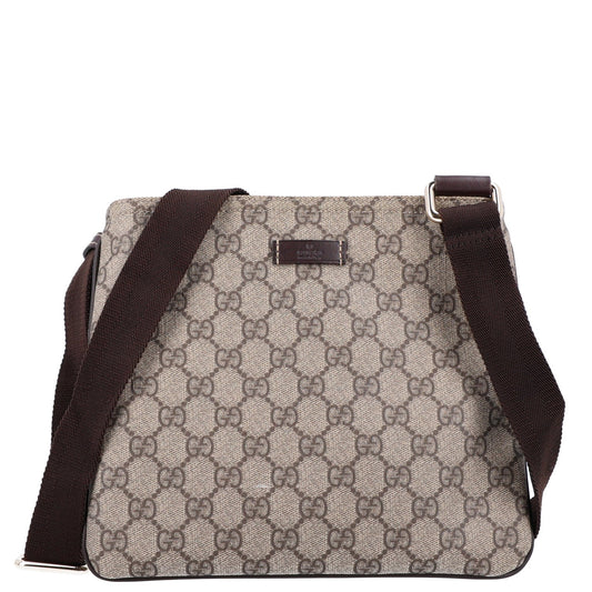 GG Supreme Monogram Small Flat Messenger Bag Dark Brown