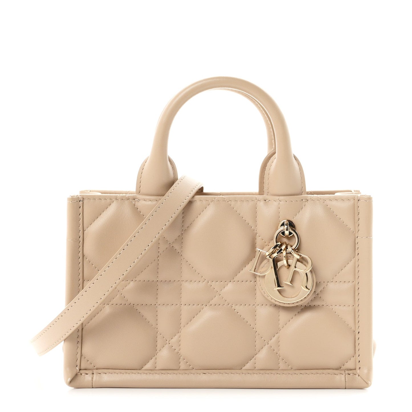 Calfskin Macrocannage Mini Book Tote Powder Beige