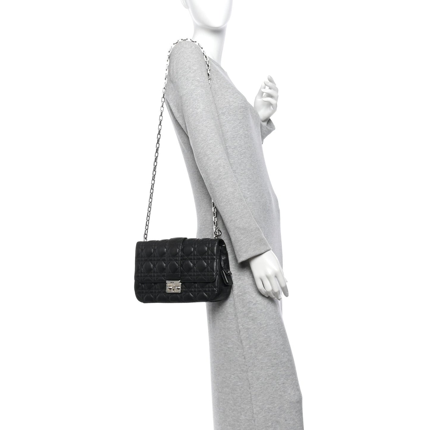 Lambskin Cannage Medium Miss Dior Flap Black