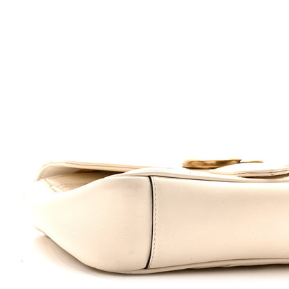 Calfskin Matelasse Mini GG Marmont Shoulder Bag White