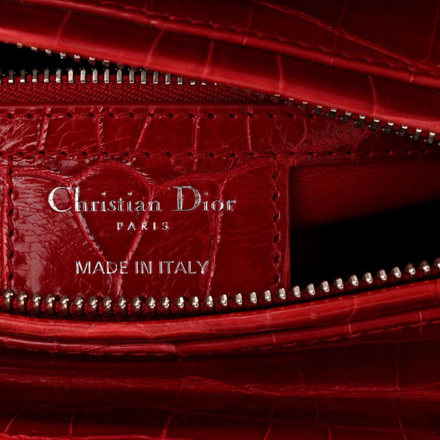 Alligator Medium Lady Dior Red
