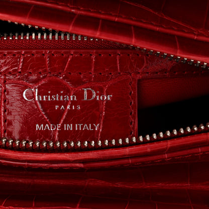 Alligator Medium Lady Dior Red