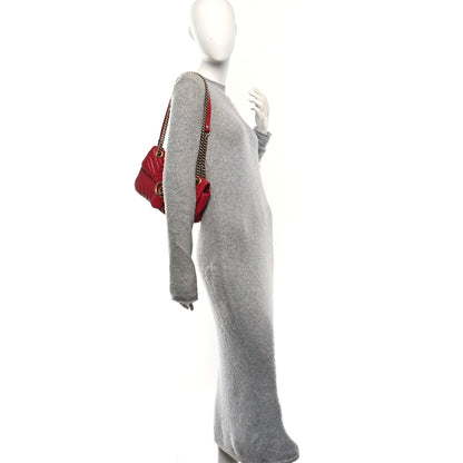 Calfskin Matelasse Small GG Marmont Shoulder Bag Hibiscus Red
