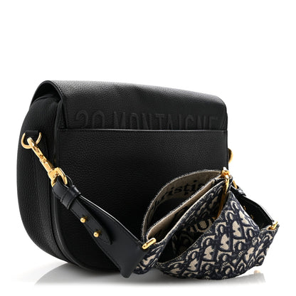 Grained Calfskin Large Bobby Flap Black